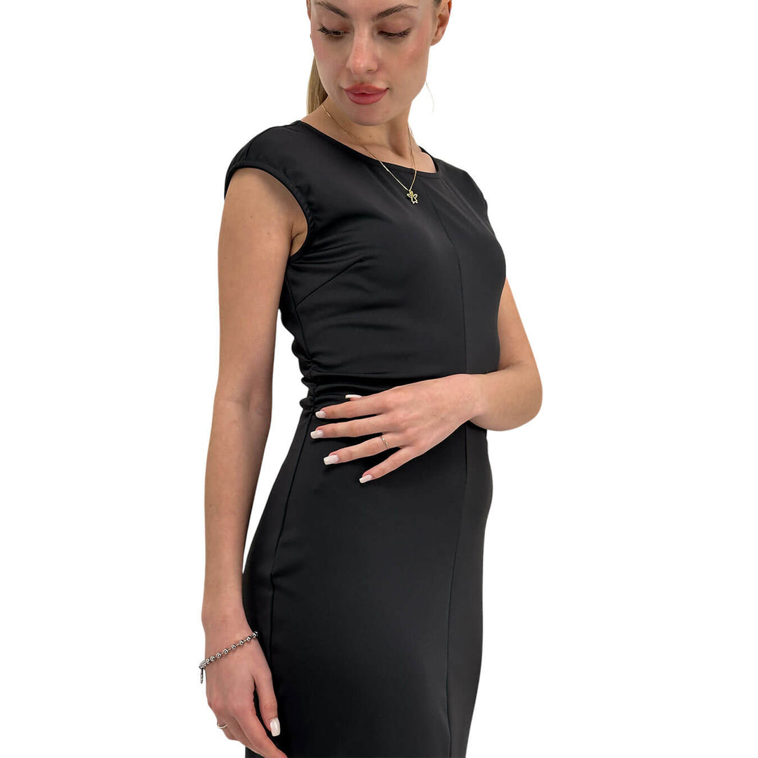 Koralline Women's Dress, Stitch Milano, Mixed Fabric, Black