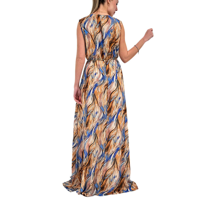 Koralline Women's Dress, Long and Wide, Pattern, Beige