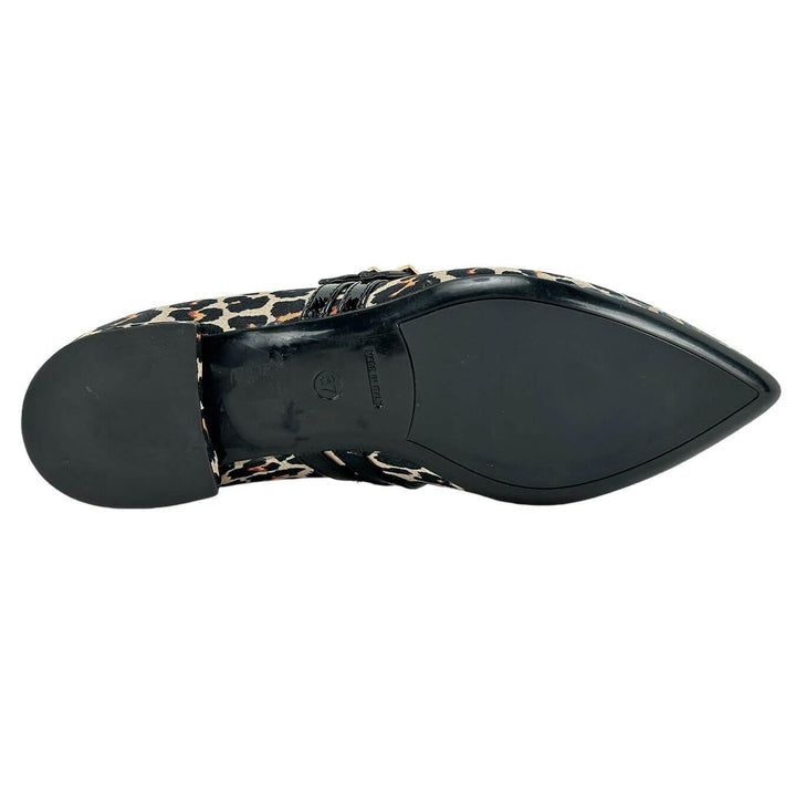 Divine Follie Scarpe Donna, Ballerina, Tessuto Maculato, Borchie, Nero, bassiniboutique