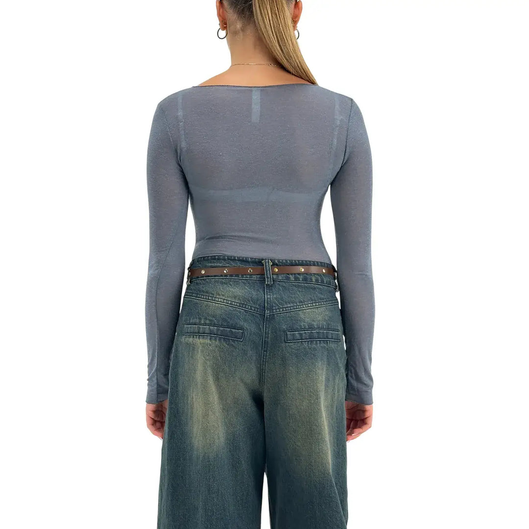 Tensione In, Maglia, Donna, Scollo a Barca, Misto Cashmere, Piombo