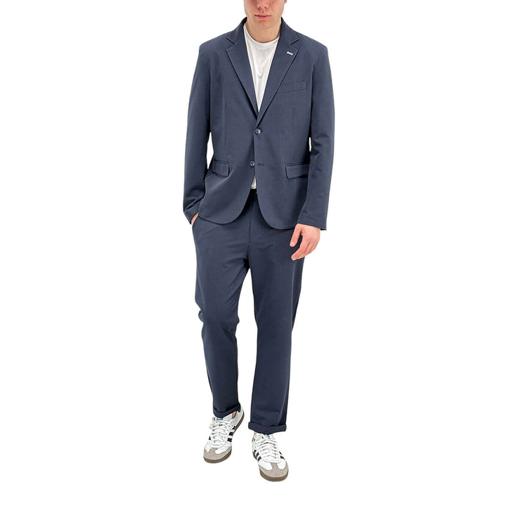 BL.11 Block Eleven Men's Jacket, Single Breasted, Mixed Fabric, Blue