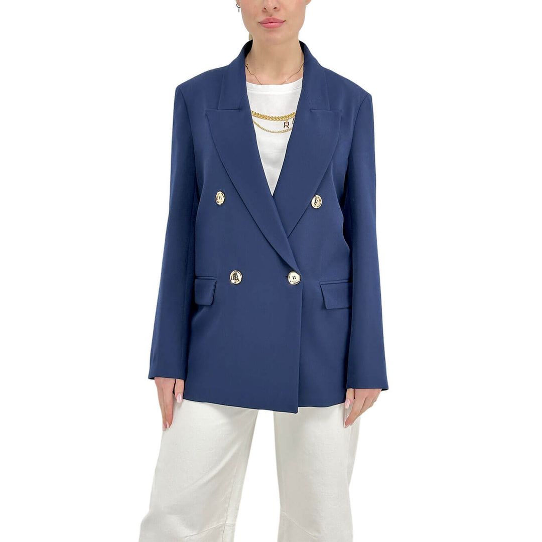 Relish Zelinda Giacca Donna, Doppiopetto, Bottoni Dorati, Blu