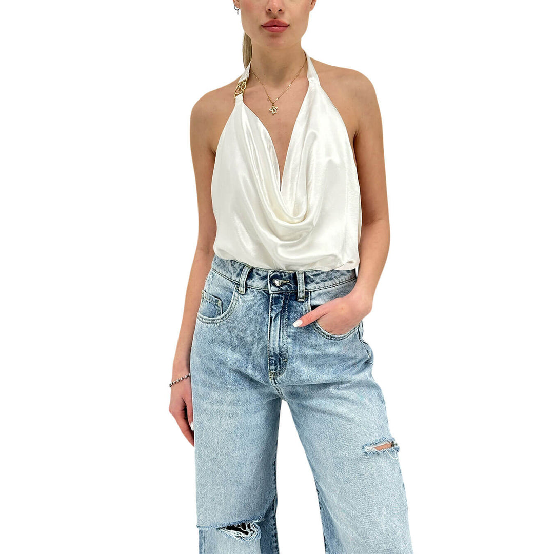 Relish Women's Jersey, Top, Backless, White