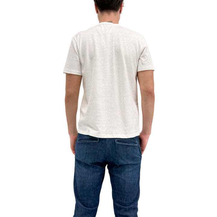 Amaranth Men's Shirt, Short Sleeve, Linen and Cotton, White