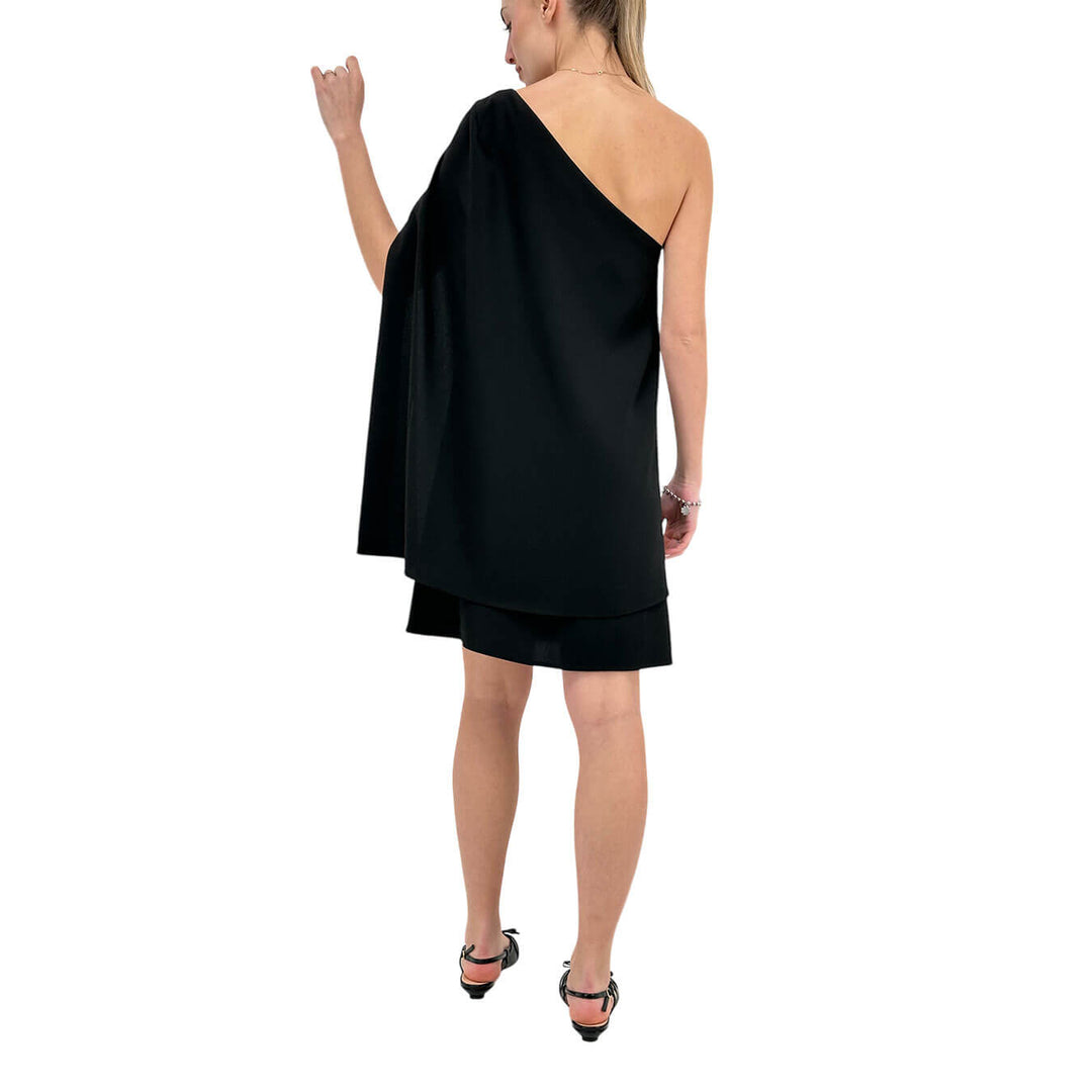 Koralline Women's Short Dress, One Shoulder, Asymmetric, Black