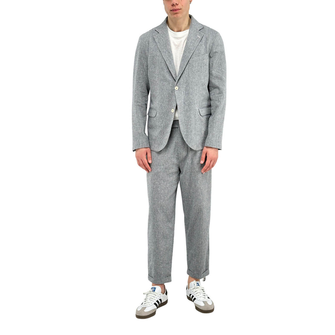 BL.11 Block Eleven Men's Suit, Single Breasted, Linen Blend, Grey