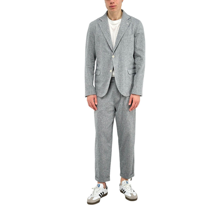 BL.11 Block Eleven Men's Suit, Single Breasted, Linen Blend, Grey