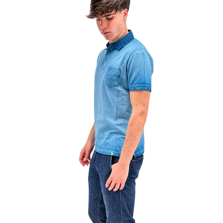 MarKup Men's Shirt, Polo, Short Sleeve, Three Buttons, Blue