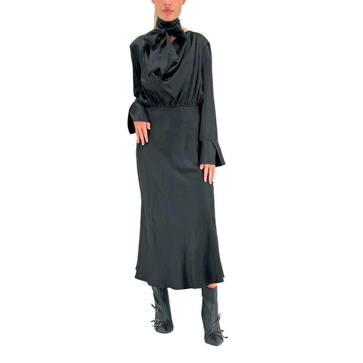 Imperial Women's Dress, Long, Bow Tie, Viscose, Black