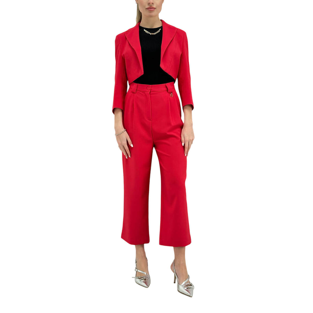 Relish Urania Giacca Donna, Corta, Aperta, Tessuto Misto, Rosso