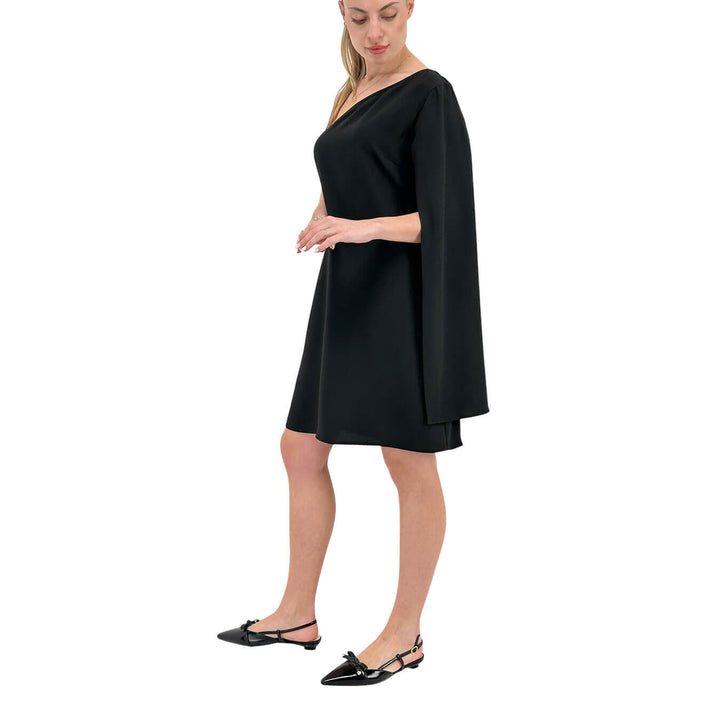Koralline Women's Short Dress, One Shoulder, Asymmetric, Black