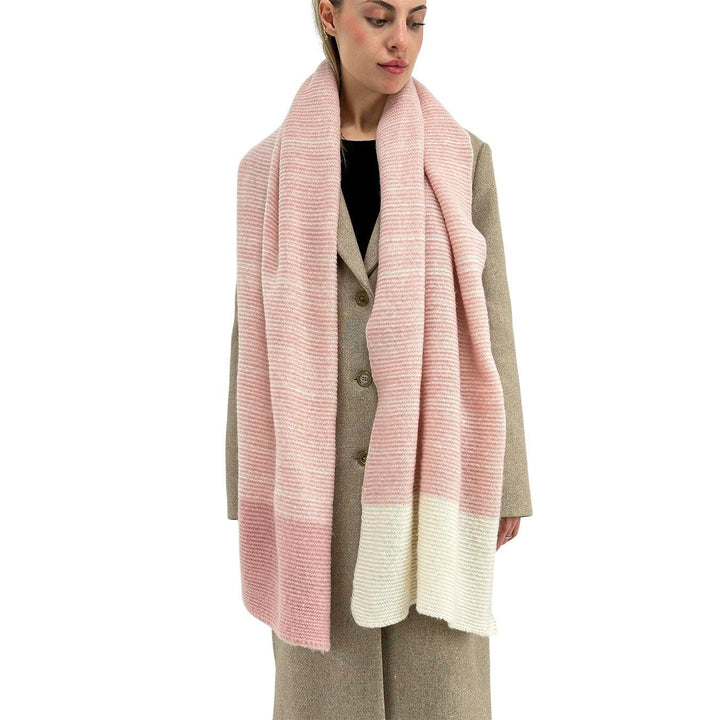 Bassini Women's Scarf, Micro Stripe Pattern, Acrylic, Pink