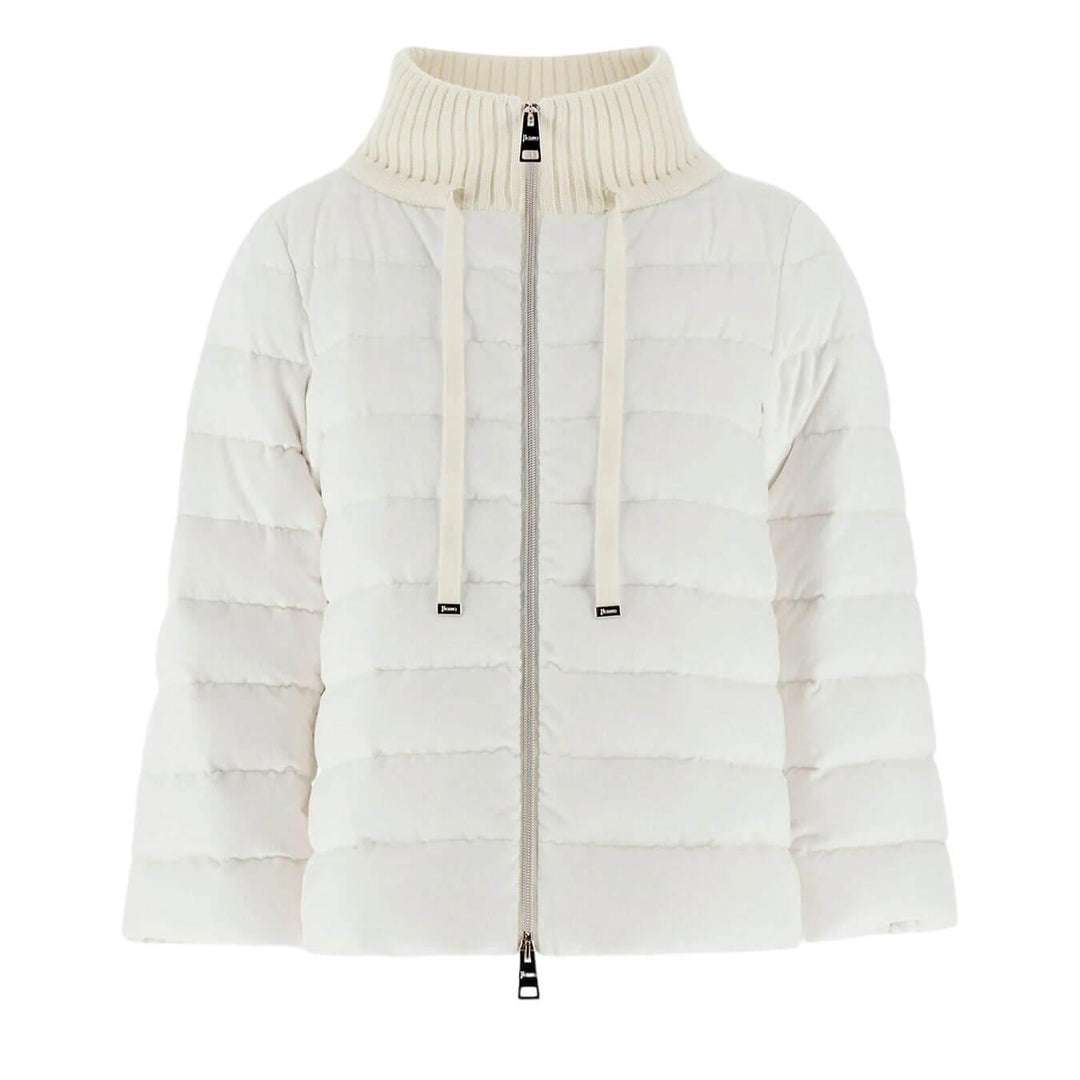 Herno Cappa Resort In Dusty Velvet Donna, Piumino, Viscosa, Bianco, colletto alto, bassiniboutique