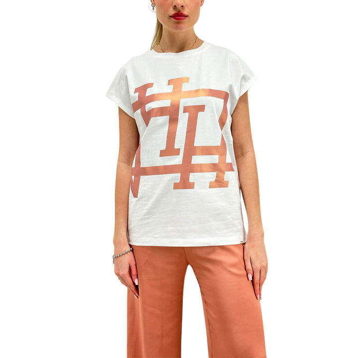 Herno Maglia Donna, T-Shirt Interlock Jersey, Cotone, Bianco