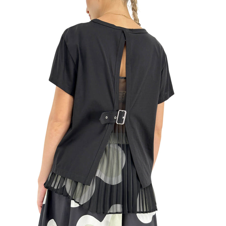 Meimeij Maglia Donna, T-Shirt, Girocollo, Fibbia Retro, Cotone, Nero