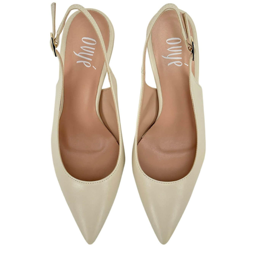 Ovyé Scarpe Donna, Décolleté, A Punta, Tacco, Pelle, Avorio