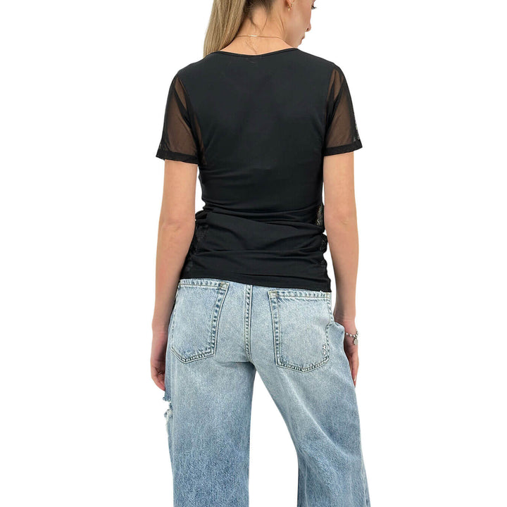 Imperial Maglia Donna, T-Shirt, Lati Trasparenti, Modal, Nero