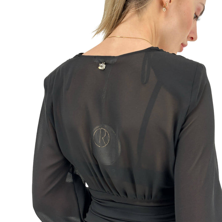 Relish Women's Blouse, V-Neck, Bow, Side, Black
