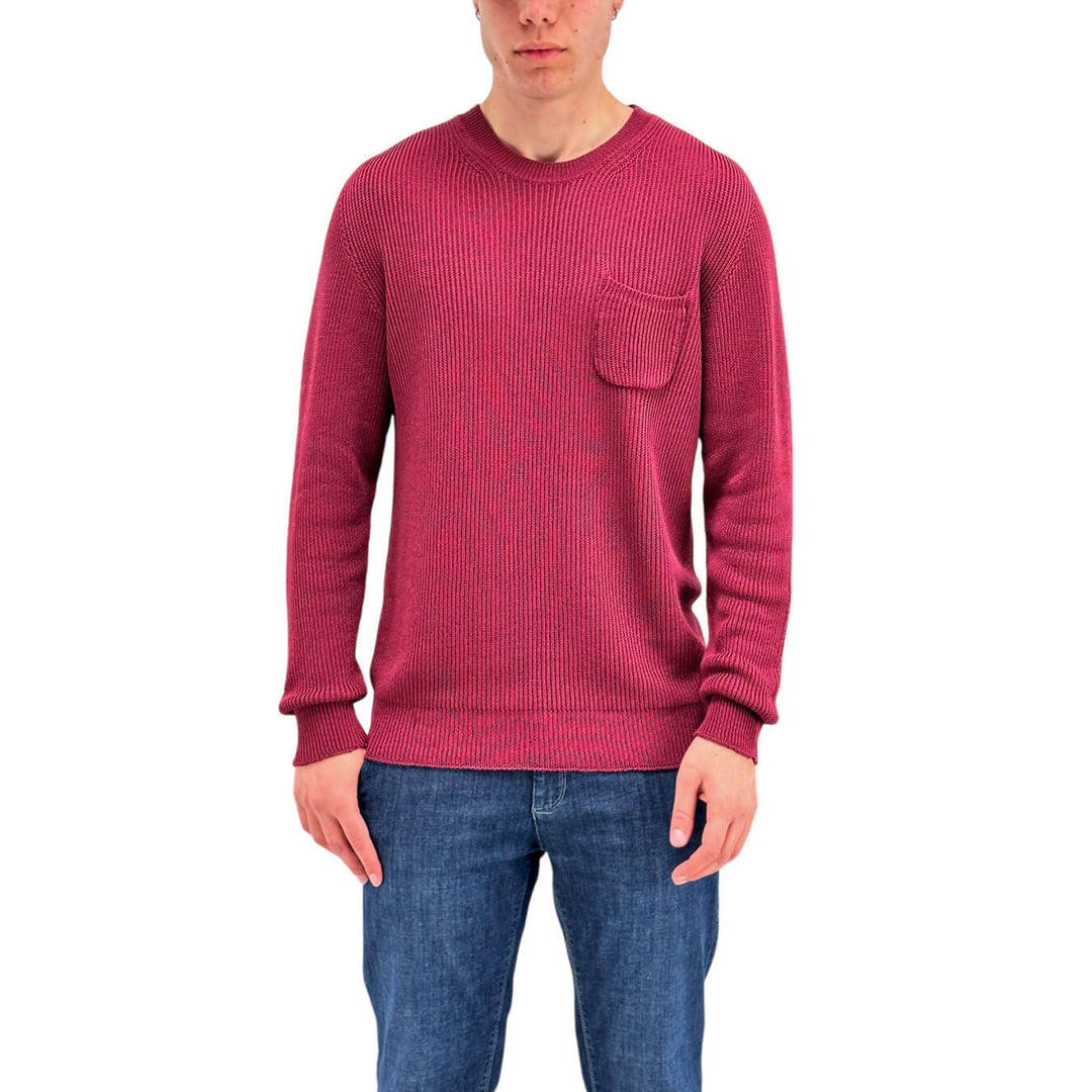 Amaranth Men's Sweater, Basic, Crewneck, Cotton, Red