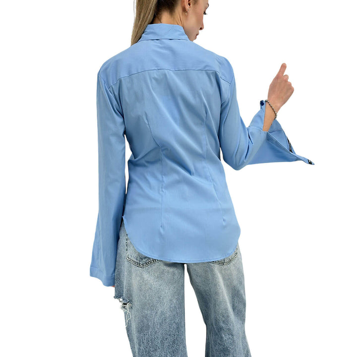 Imperial Camicia Donna, Modello Classico, Polsini Logati, Celeste