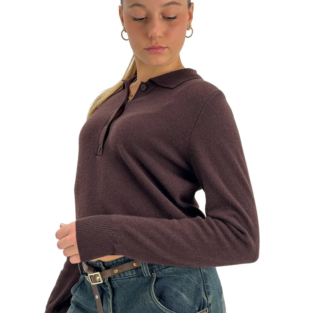 Tensione In, Maglia Polo, Donna, Lana, Marrone
