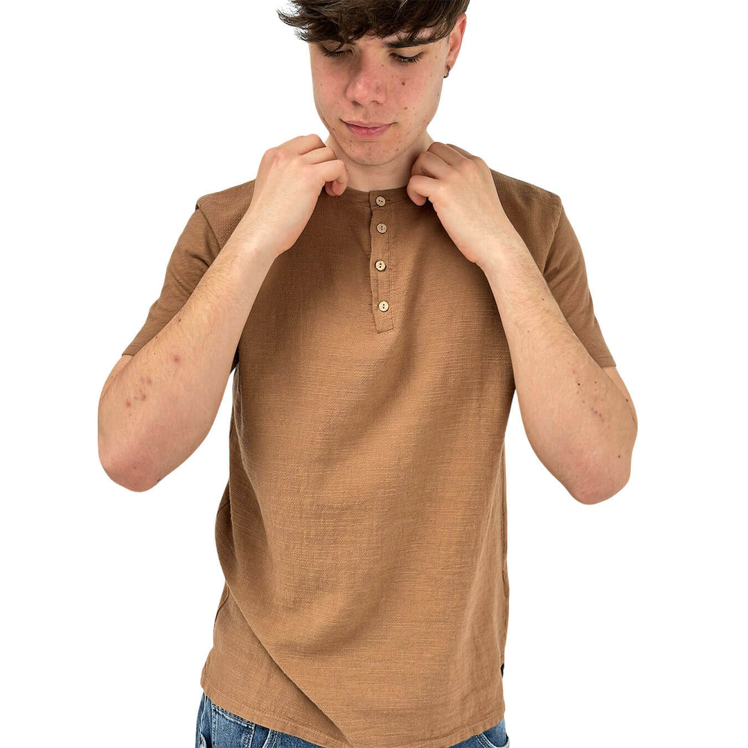 BL.11 Block Eleven Men's Jersey, Short Sleeve, Cotton, Brown