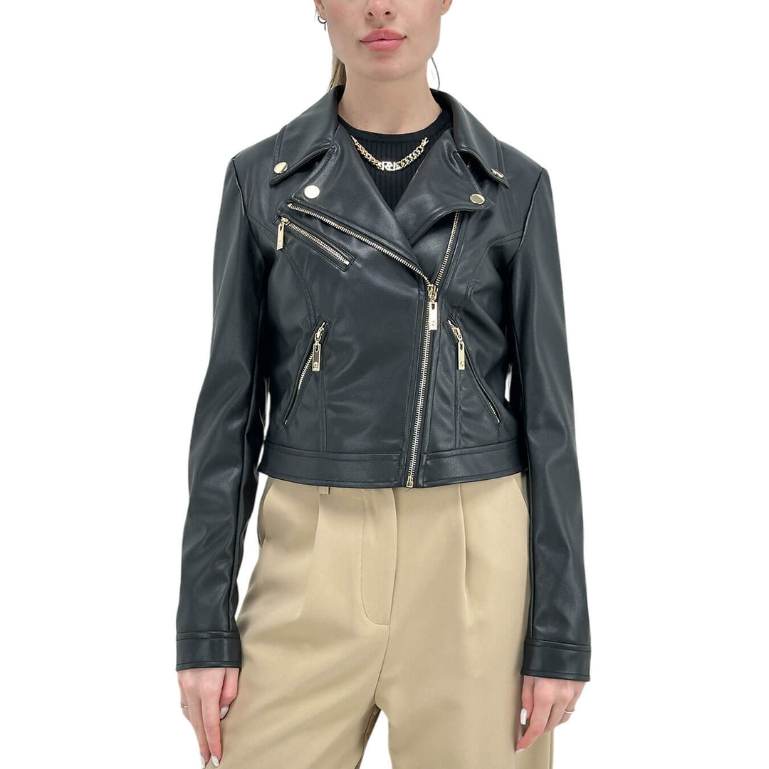 Relish Women's Jacket, Biker Style, Eco-Leather, Black