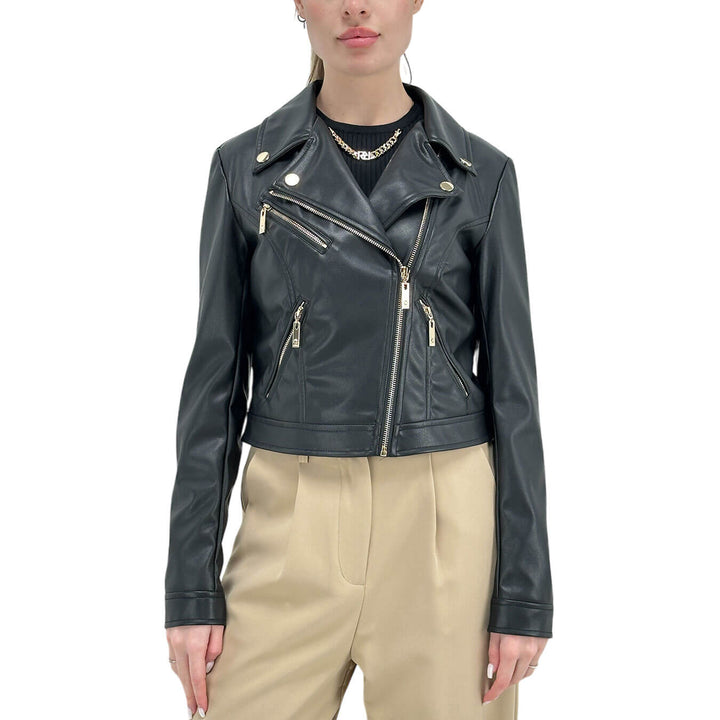 Relish Women's Jacket, Biker Style, Eco-Leather, Black