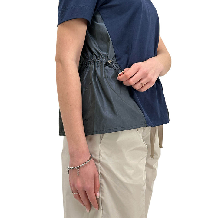 Herno Maglia Donna, Chic Cotton Jersey e New Techno Taffetà, Blu