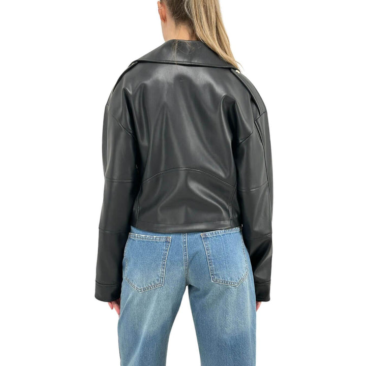 Motel Women's Jacket, Biker Style, Eco-Leather, Black