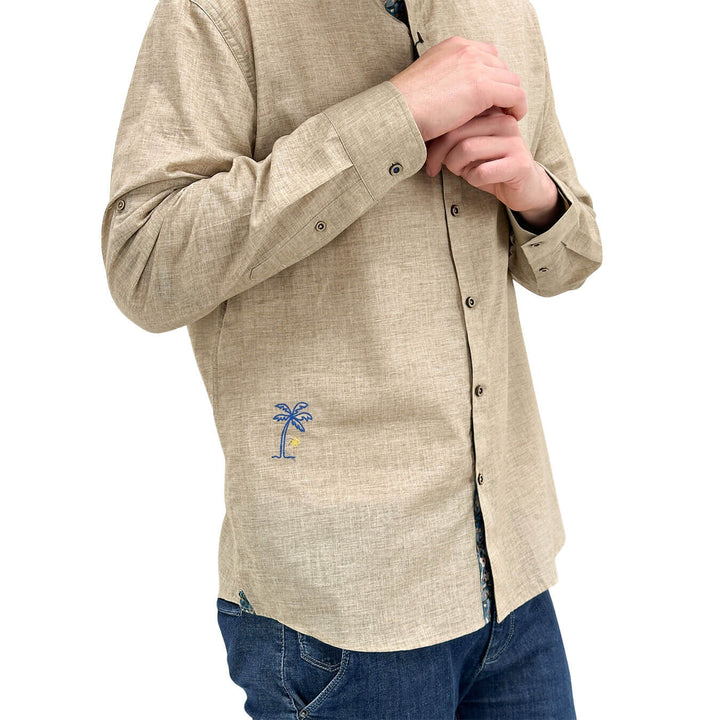MarKup Men's Shirt, Mandarin Collar, Basic Model, Beige
