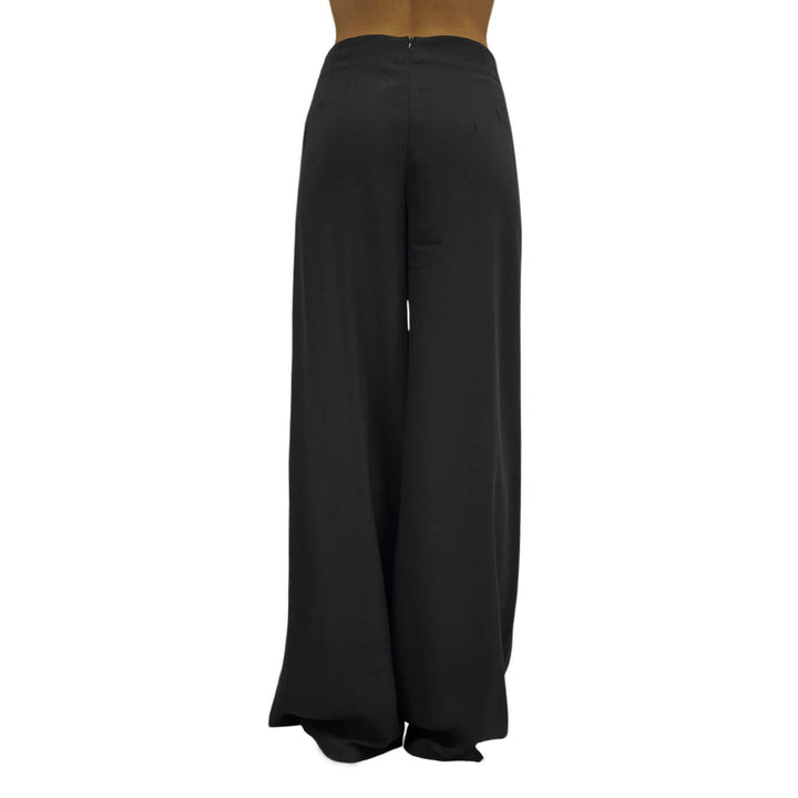 Koralline Women's Palazzo Pants, Wide Leg, Satin, Black