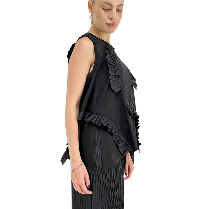 Meimeij Women's Sweater, Blouse, Boat Neck, Appliques, Cotton, Black