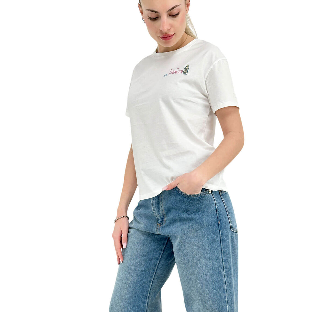 Mc2 Saint Barth Maglia Donna, T-Shirt, Basic, Cotone, Bianco