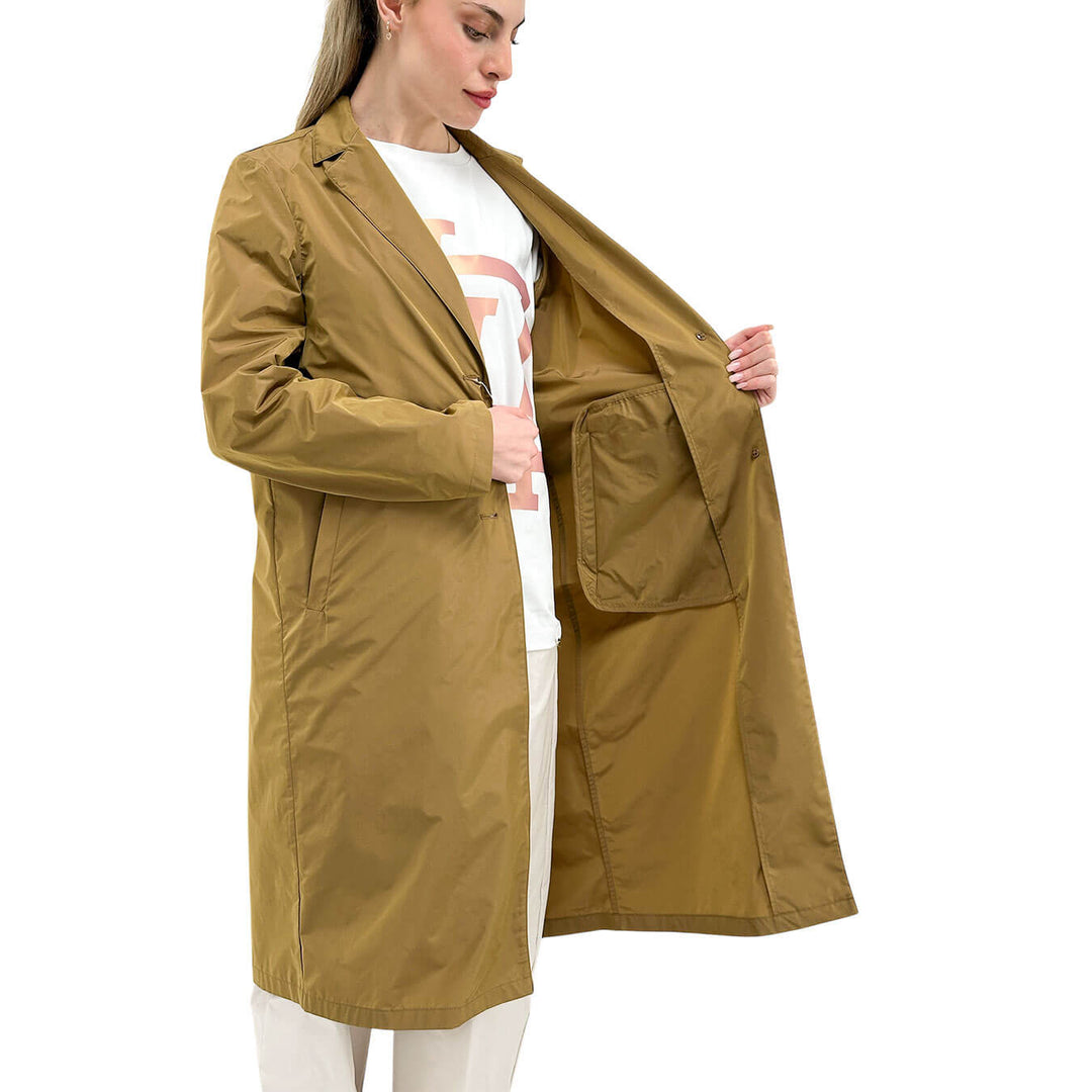 Herno Cappotto Donna, Trench in Delon e Monogram, Marrone