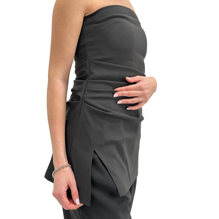 Relish Top Cosimo Women, Pleated Bandeau, Slit, Black