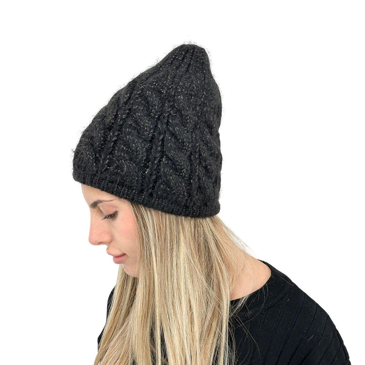 Bassini Women's Hat, Braids, Mixed Fabric, Black