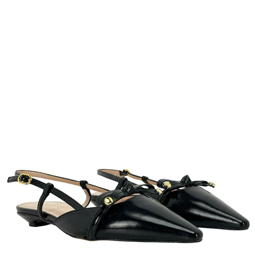 Ovyé Women's Shoes, Sandal, Small Bow, Naplak, Black