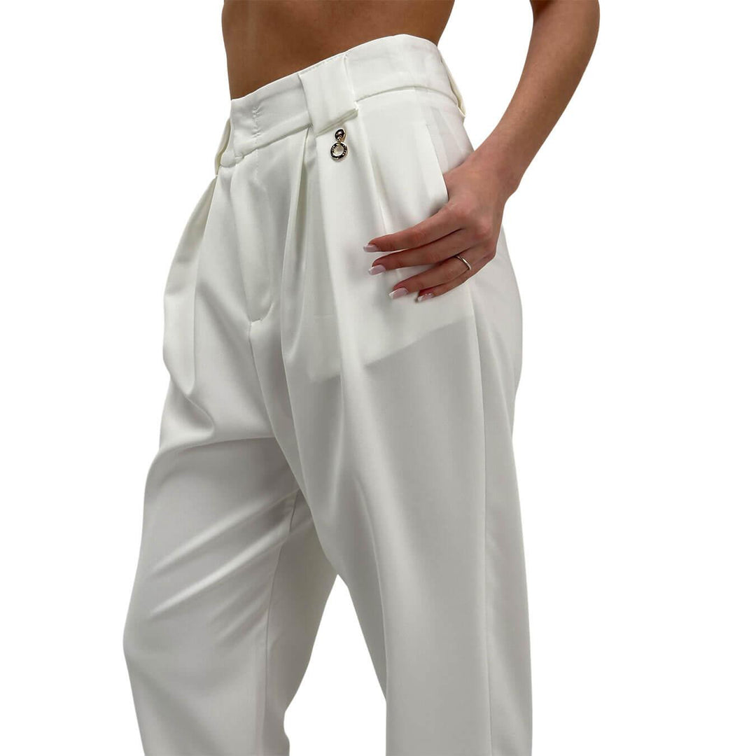 Relish Setmu Women's Capri Pants High Waist White