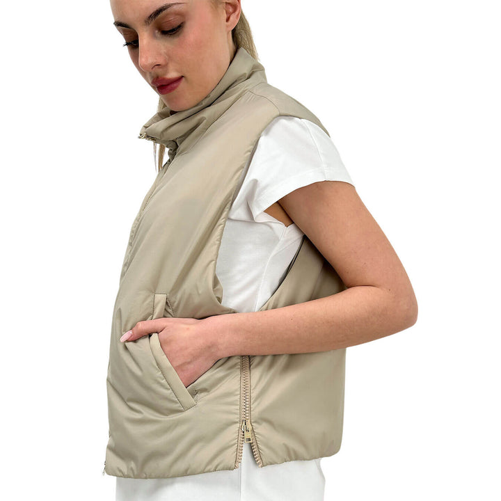 Herno Women's Gilet, Ecoage Sleeveless, Smooth, Beige
