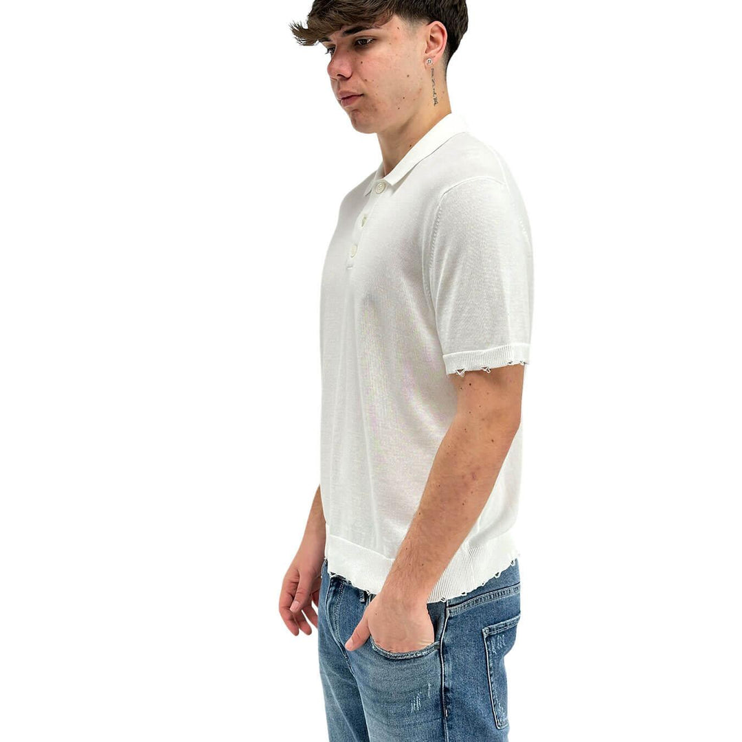 Amaranth Men's Shirt, Polo, Short Sleeve, Three Buttons, White