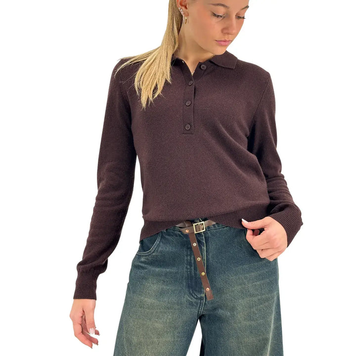 Tensione In, Maglia Polo, Donna, Lana, Marrone