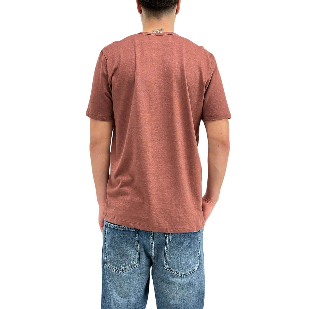 Amaranth Men's Shirt, Short Sleeve, Linen and Cotton, Brown