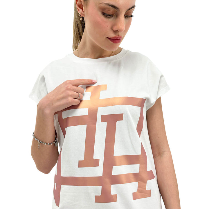 Herno Maglia Donna, T-Shirt Interlock Jersey, Cotone, Bianco