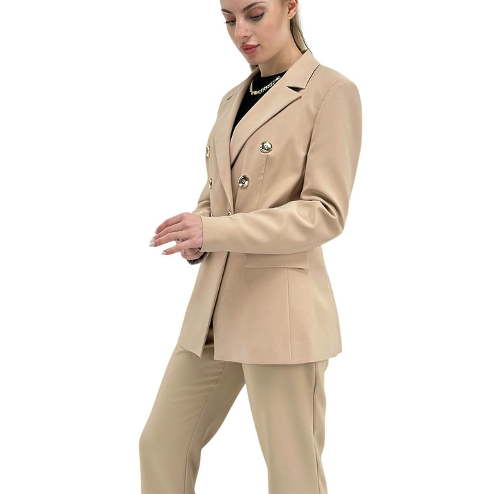 Relish Belsa Women's Jacket, Double Breasted, Gold Buttons, Beige