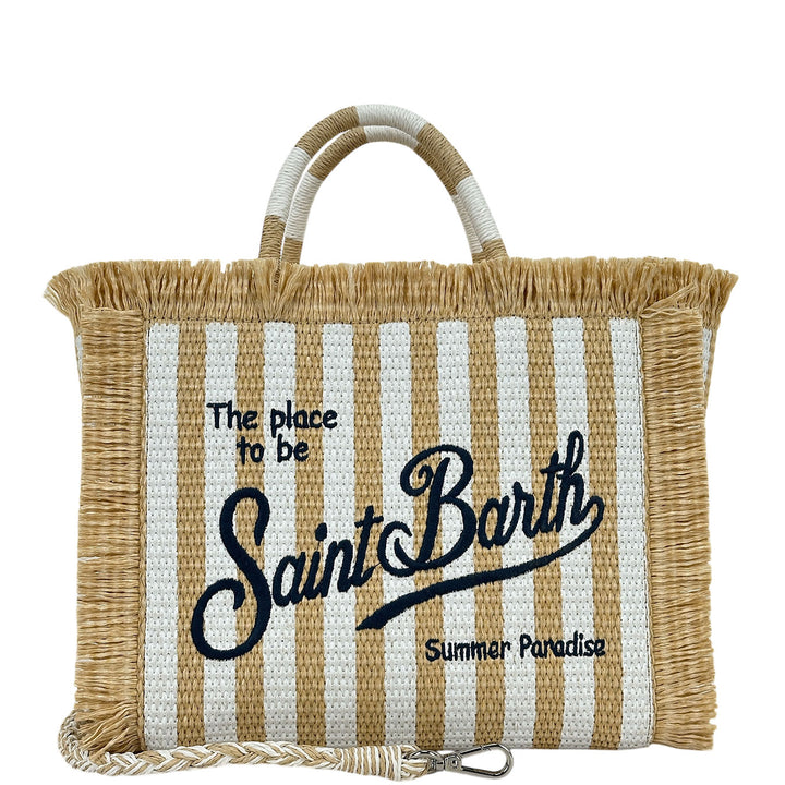 Mc2 Saint Barth Colette Borsa Donna, Effetto Paglia, Righe, Beige