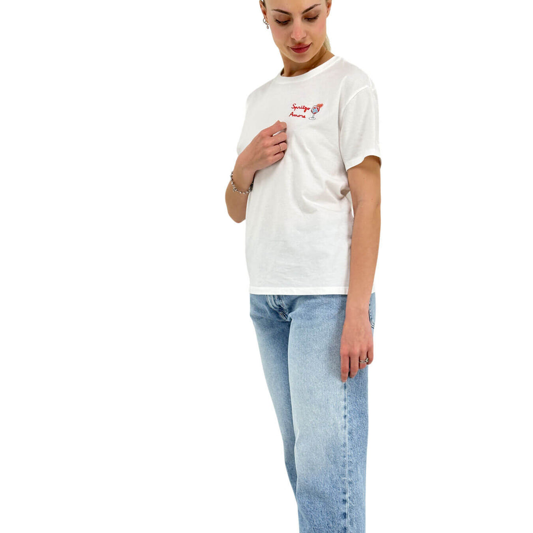 Mc2 Saint Barth Maglia Donna, T-Shirt a Girocollo, Cotone, Bianco