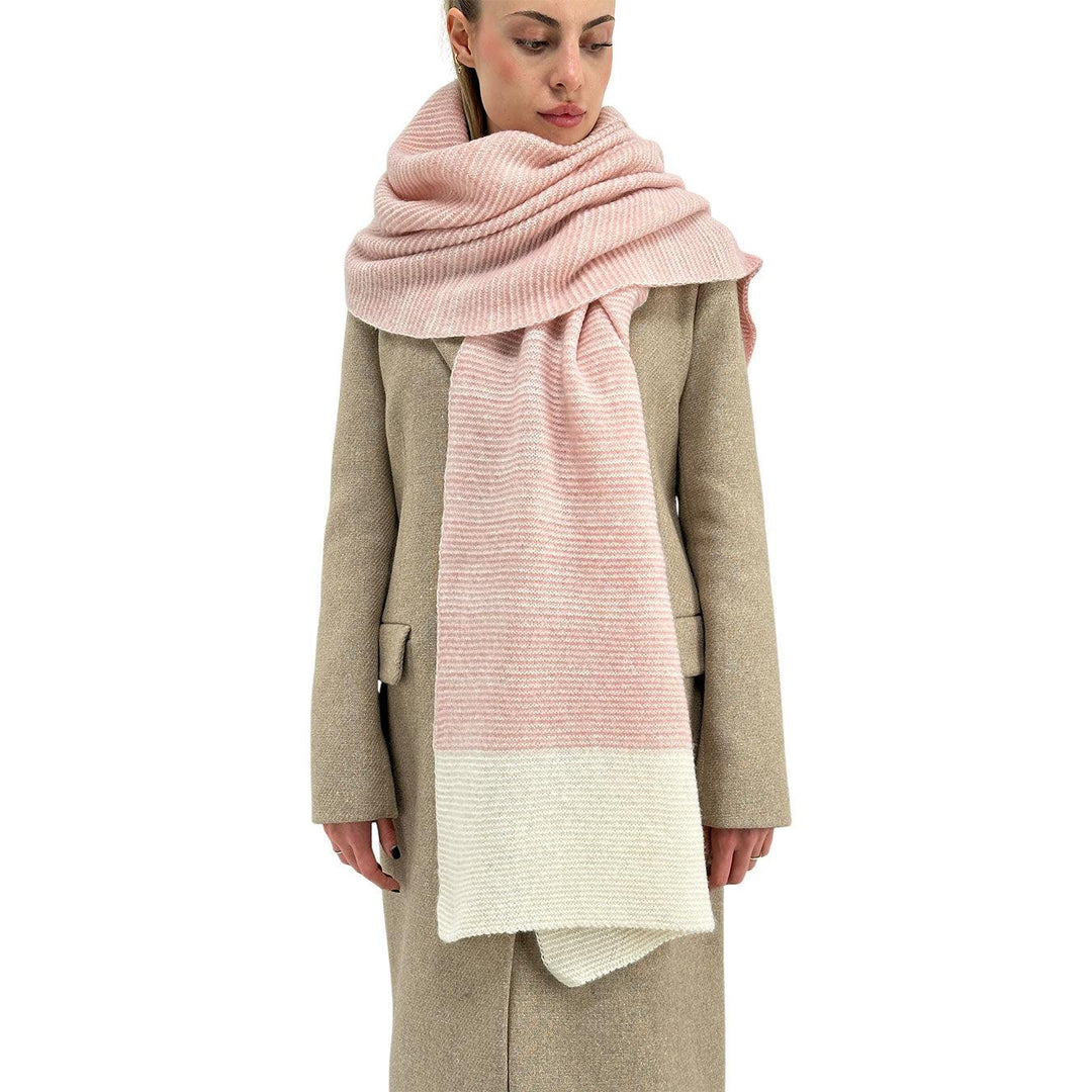 Bassini Women's Scarf, Micro Stripe Pattern, Acrylic, Pink