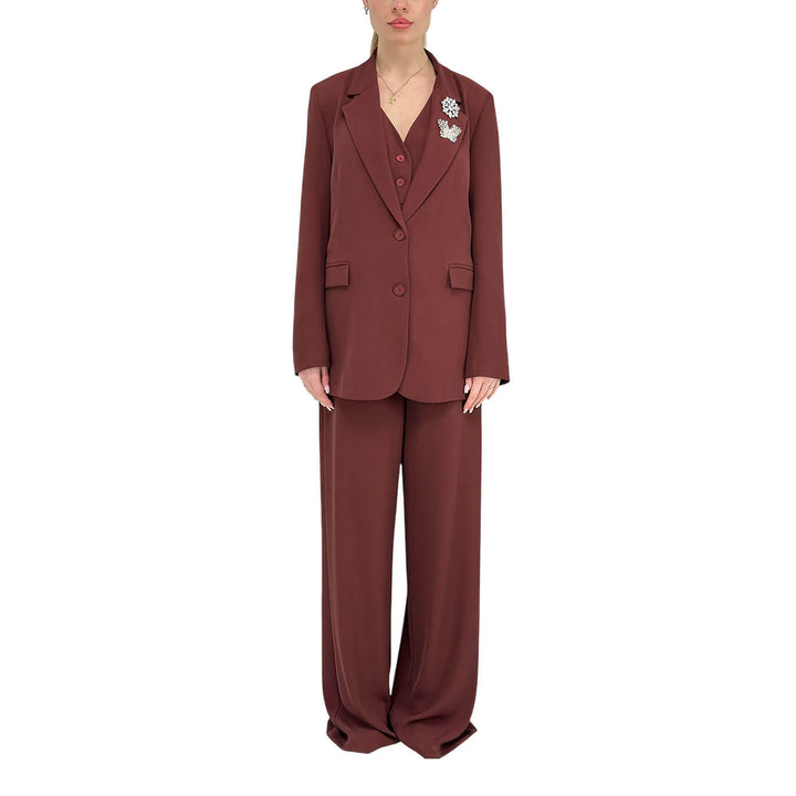 Tension In Women's Jacket, Single Breasted, Pins, Bordeaux
