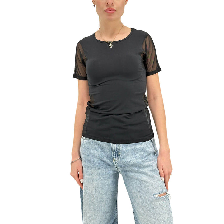 Imperial Maglia Donna, T-Shirt, Lati Trasparenti, Modal, Nero